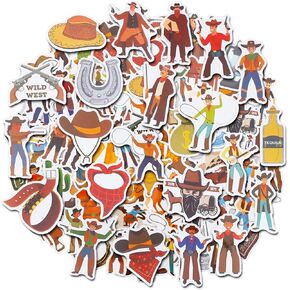 100 Pack Cowboy Stickers, Western Cowboy Rodeo Party Favors, Birthday Decorations