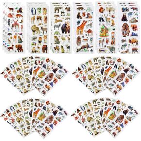 42 Sheets 3D Fluffy Jungle & Zoo Animal Stickers for Toddlers, Handmade Scrapbooking, Water Bottle, Skateboard, Party Favors