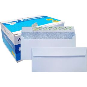 WINPAQ #10 Security Peel & Seal Envelopes, Windowless Design 4-1/8" x 9-1/2 Inches, 24lb White, (250 Count/Box)