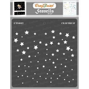 CrafTreat Reusable Star Stencils for Painting on Wood, Canvas, Paper, Fabric, Floor, Wall and Tile - Starry Sky - 6x6 Inches - DIY Art and Craft Stencils - Star Stencil Template