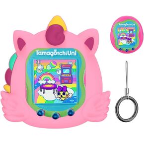 Cute unicorn Pattern Silicone Protector Case for Tamagotchi Uni Virtual Pet Machine with Finger Lanyard, Compatible with Tamagotchi Uni in Saudi Arabia