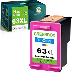 GREENBOX 63XL Color Ink Cartridge Replacement for HP 63 XL Ink Cartridge 63XL Replacement for Envy 4513 4516 4520 Officejet 4650 3830 3833 5260 Deskjet 2130 2132 3631 3630 Printer | 1 Tri-Color 63xl