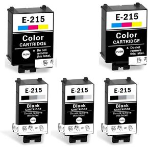 T215 Ink Cartridge Replacement for Wf-100 Wf-110 EC-C110 Printer (3 Black 2 Tri-Color Pigment Ink Cartridges for WF100 WF110 EC-C110 5Pack)