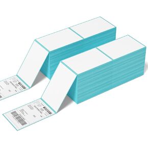 2 Stacks Fanfold 4" x 6" Direct Thermal Labels, 2000 Labels Per Stack, White Perforated, Permanent-Adhesive, Compatible with Zebra, Rollo and Most Thermal Label Printer