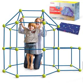 SYNCFUN Glow Fort Building Kit Indoor Outdoor for Kids, Glow in The Dark Creative Fort, DIY Castles Tunnels with Rods and Balls, STEM Construction Toys, Educational Gift for Boys and Girls Aged 3-12