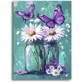 VAIIEYO 5D DIY Diamond Art Kits for Adults Vase Flower, Diamond Painting Flower, Diamond Art Full Drill Round Rhinestone Craft Canvas for Home Wall Decor Gift 12x16 inch-8