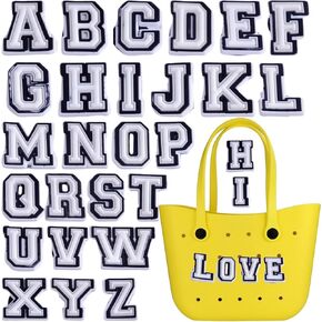 Charms for Bogg Bag Accessories Charm 26pack Simple Modern Letter Charms Random Color Cute PVC Rubber Beach Bag Charms Decoration,Bag Charms for Handbags Tote bags Girls Women(Letter Charms)