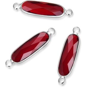5pcs Adabele Grade A January Siam Red Birthstone Connector Link Jewelry Findings 21mm Long Silver Plated Crystal Rhinestone Bead for Jewelry Making CCP9-S1