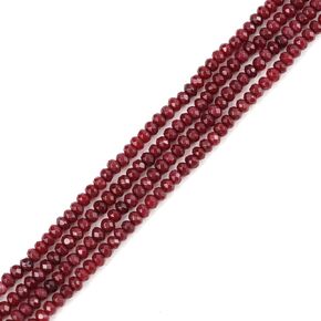 2 Strands Adabele Natural Garnet Red Quartz Healing Gemstone 4mm Small Faceted Rondelle Loose Beads Gem Stone Spacer (240-260pcs) for Jewelry Making GH1R-3