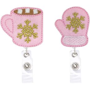 Christmas Badge Reels Retractable, with Alligator Clip,24in Nylon Cord, Nurse Office Employee Name Badge