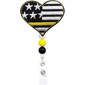 Dispatcher Thin Gold Line Sparkle Glitter Retractable Name Card Badge Holder Reel with Alligator Clip, 24 inches Thick Pull Cord