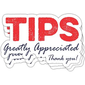 3 Pcs - Tip Jars Stickers 3x4 inch Tips Appreciated Thank You Stickers for Tips Jars Label Tip Your Waiter Waitresses Stickers for Cafes Bars Restaurants Take Care of Bartender A10
