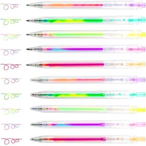 Tomorotec Multicolor Magic Gel Pens 10-Pack Retractable Color Ballpoint Pens for Class Notes, Doodling, Scrapbooking, Drawing, Sketching, Anime, Artist Illustrating, Office Documents