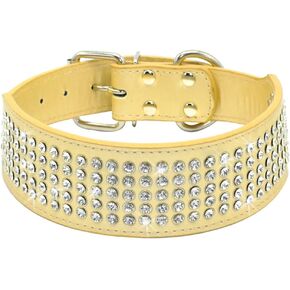 أطواق الكلاب من أحجار الراين من Serijoars، عرض 2 بوصة بالكامل من الألماس الكريستالي اللامع المبهر والمتألق والأنيق من جلد البولي يوريثان للكلاب المتوسطة والكبيرة (L، أحمر) in Kuwait