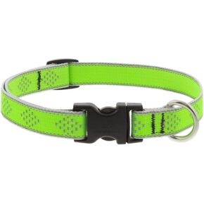 Lupine Reflective Dog Collar 3/4" Wide Green Diamond Adjusts from 13" to 22"