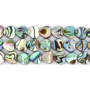 Natural 8mm Abalone Shell Flat Heart Beads Strand 16 Inch Jewelry Making Beads