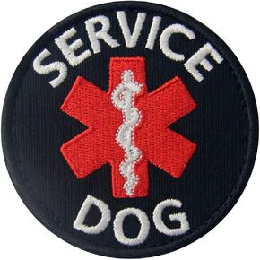 Service Dog Patches EMS ESA Medic Paramedic Star of Life Vests/Harnesses Applique Embroidered Fastener Hook & Loop Emblem