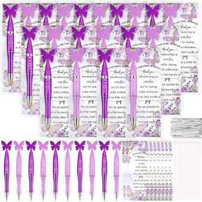 Spakon 60 Set Baby Shower Favors Butterfly Pens Bulk with It's a Girl Pink and Rose Ballpoint Pens Thank You Cards Baby Shower Return Gifts for Guests Gender Reveal Supplies Party Favors