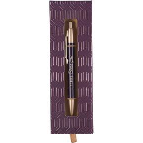 Christian Art Gifts Stylish Retractable Medium Ballpoint Laser-engraved Scripture Pen in Gift Box for Women: Lord Bless You - Num. 6:24 Laser-engraved Bible Verse w/Metal Clip & Black Ink, Purple/Gold