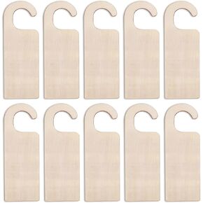 10Pcs Wooden Door Knob Hanger Unfinished Natural Odorless Wood DIY Craft Painting Writing Signs Blank Double Sided Hanging Tags Decoration (StyleC)