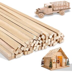 250 pcs Square Balsa Wood Sticks, 1/4 x 1/4 x 12 Inch Wood Dowel Rods, Natural Wooden Dowels, Unfinished Hardwood Sticks for Crafts DIY Supplies House Airplane Ship Models Making