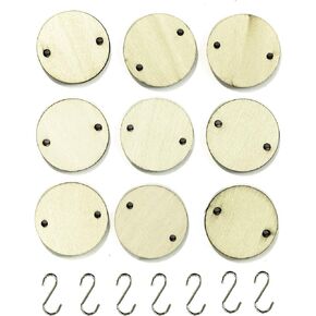 ALL in ONE Wooden Ornaments Tags with Holes and S Hook Connectors for DIY Craft Birthday Boards Valentine Chore Boards Holiday (Round 30mm - 100pcs)