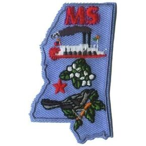 Generic Mississippi State Shape Iron On Patch Perfect for Jackets, Hats, Backpacks and More, Standard