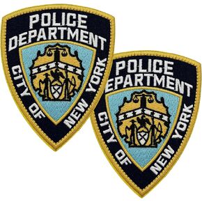 Bundle 2pcs NYPD Patches, Police Department Hook Loop Fastener Full Embroidered Patch, 4.3" x 3.5" Inches, Tactical Patch for Caps, Bags, Backpacks, Vest, Military Uniform, Gears