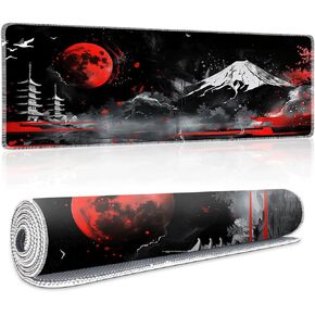 Japanese Gaming Mouse Pad (Freebies：Drawstring Storage Bag) 31.5x11.8 Inch 3mm Thick Design Full Gaming Mousepad Extended Non-Slip Water-Proof Keyboard Pad Rubber Base with Stitched Edges in Saudi Arabia