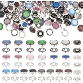 NBEADS 50 Sets 10 Colors Brass Snap Buttons, Decorative Snap Buttons Metal Garment Buttons Resin Pearl Snaps Fasteners for Clothes Skirt Popper Studs DIY Sewing Crafts
