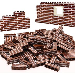 100Pcs Classic Wall Building Bricks,1x4 Masonry Profile Bricks Blocks Parts and Pieces Compatible with Major Brands Construction Toys for Kids 6yrs+ (100Pcs Brown)