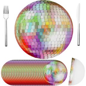 Crtiin 50 Pieces 12 Inch Disco Ball Round Placemats 70s Disco Party Placemats Disposable Paper Table Mat for Birthday Party Reunion 70s Groovy Party Wedding Banquets Kitchen Dining Supplies (Silver)