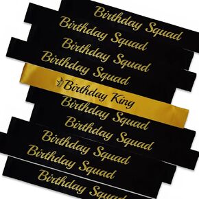 10 PCS Birthday Sashes Kit, Hot Pink Birthday Girl Sash and 9 Pcs Birthday Squad Sashes for Girl or Women Funny Birthday Party Favors Decorations