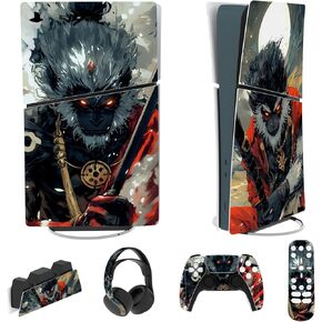 PlayVital Full Set Skin Sticker for ps5 Slim Console Digital Edition (The New Smaller Design), Vinyl Skin Decal Cover for ps5 Controller & Headset & Charging Station & Media Remote - Clown Hahaha