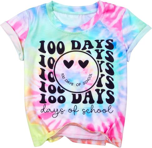 100 Days of School Shirt Boys Girls Kindergarten T-Shirt Letter Print Graphic Tshirt Teacher Gifts Tops Tee in Saudi Arabia