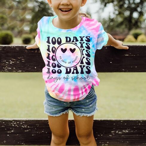 100 Days of School Shirt Boys Girls Kindergarten T-Shirt Letter Print Graphic Tshirt Teacher Gifts Tops Tee in Saudi Arabia