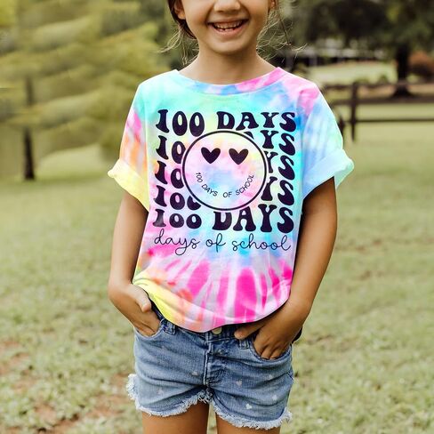 100 Days of School Shirt Boys Girls Kindergarten T-Shirt Letter Print Graphic Tshirt Teacher Gifts Tops Tee in Saudi Arabia