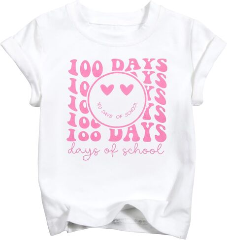 100 Days of School Shirt Boys Girls Kindergarten T-Shirt Letter Print Graphic Tshirt Teacher Gifts Tops Tee in Kuwait