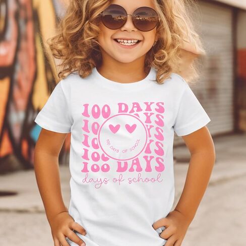 100 Days of School Shirt Boys Girls Kindergarten T-Shirt Letter Print Graphic Tshirt Teacher Gifts Tops Tee in Kuwait