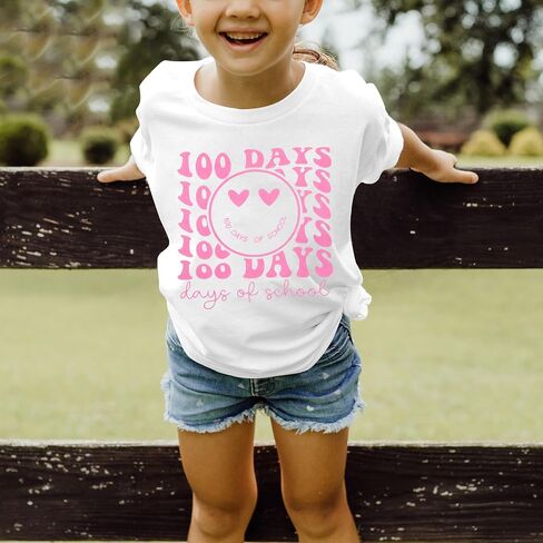 100 Days of School Shirt Boys Girls Kindergarten T-Shirt Letter Print Graphic Tshirt Teacher Gifts Tops Tee in Kuwait