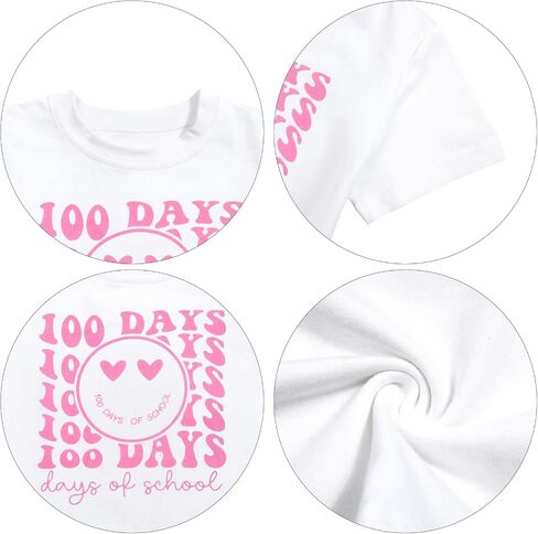 100 Days of School Shirt Boys Girls Kindergarten T-Shirt Letter Print Graphic Tshirt Teacher Gifts Tops Tee in Kuwait