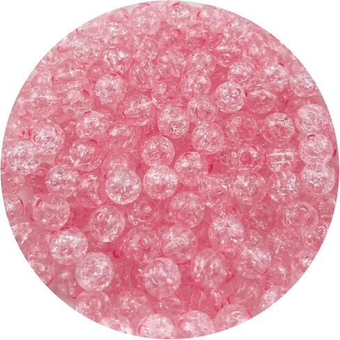400pcs 8mm Acrylic Crackle Beads Round Crystal Acrylic Craft Beads with Hole for Jewelry Making Acrylic Round Beads for Bracelets Necklaces Jewelry Making(21-Pink) in Saudi Arabia