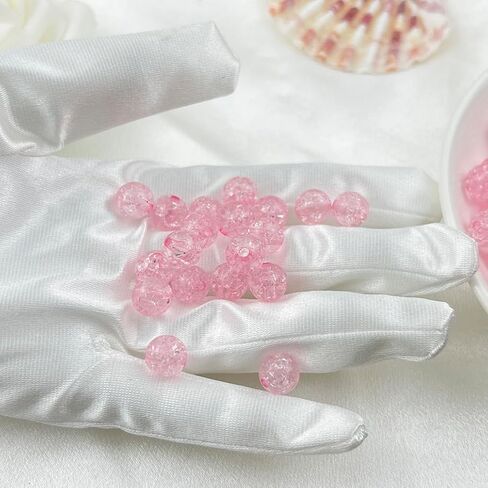 400pcs 8mm Acrylic Crackle Beads Round Crystal Acrylic Craft Beads with Hole for Jewelry Making Acrylic Round Beads for Bracelets Necklaces Jewelry Making(21-Pink) in Saudi Arabia