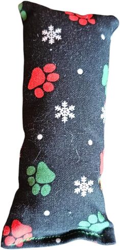 Handmade Christmas Catnip Toys - 100% Cotton Fabric, Organic Catnip, Bell & Polyfill - Holiday Pet Gift for Cats (Square, Christmas Paws) in Kuwait