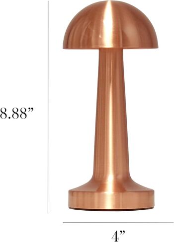 Simple Designs LD1081-WHT 8.88" Mushroom Magic Mini Metal Dimming & Rechargeable Cordless 4-Way Touch Sensor Dome Desk Lamp, White in Saudi Arabia