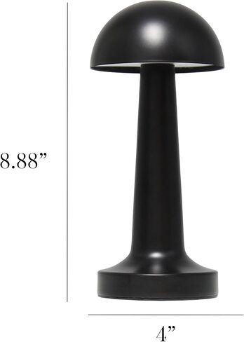 تصميمات بسيطة LD1081-CPR 8.88 بوصة مصباح مكتبي على شكل قبة معدنية قابلة لإعادة الشحن ومستشعر باللمس بأربعة اتجاهات، نحاس in Kuwait