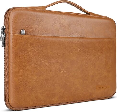 DOMISO 17.3 inch Laptop Sleeve Case Water-Resistant PU Computer Cover Bag for HP, Dell Notebook,Brown in Saudi Arabia