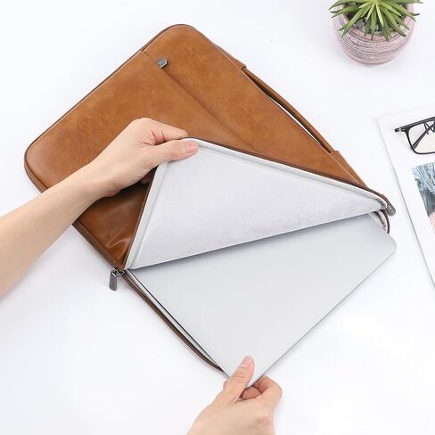 DOMISO 17.3 inch Laptop Sleeve Case Water-Resistant PU Computer Cover Bag for HP, Dell Notebook,Brown in Saudi Arabia