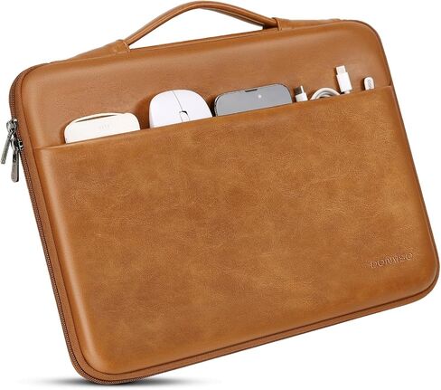 DOMISO 17.3 inch Laptop Sleeve Case Water-Resistant PU Computer Cover Bag for HP, Dell Notebook,Brown in Saudi Arabia