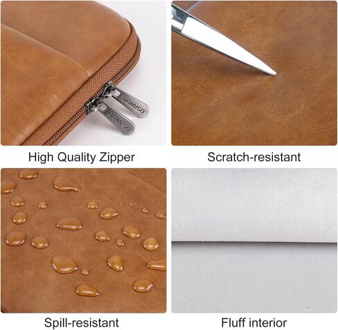 DOMISO 17.3 inch Laptop Sleeve Case Water-Resistant PU Computer Cover Bag for HP, Dell Notebook,Brown in Saudi Arabia